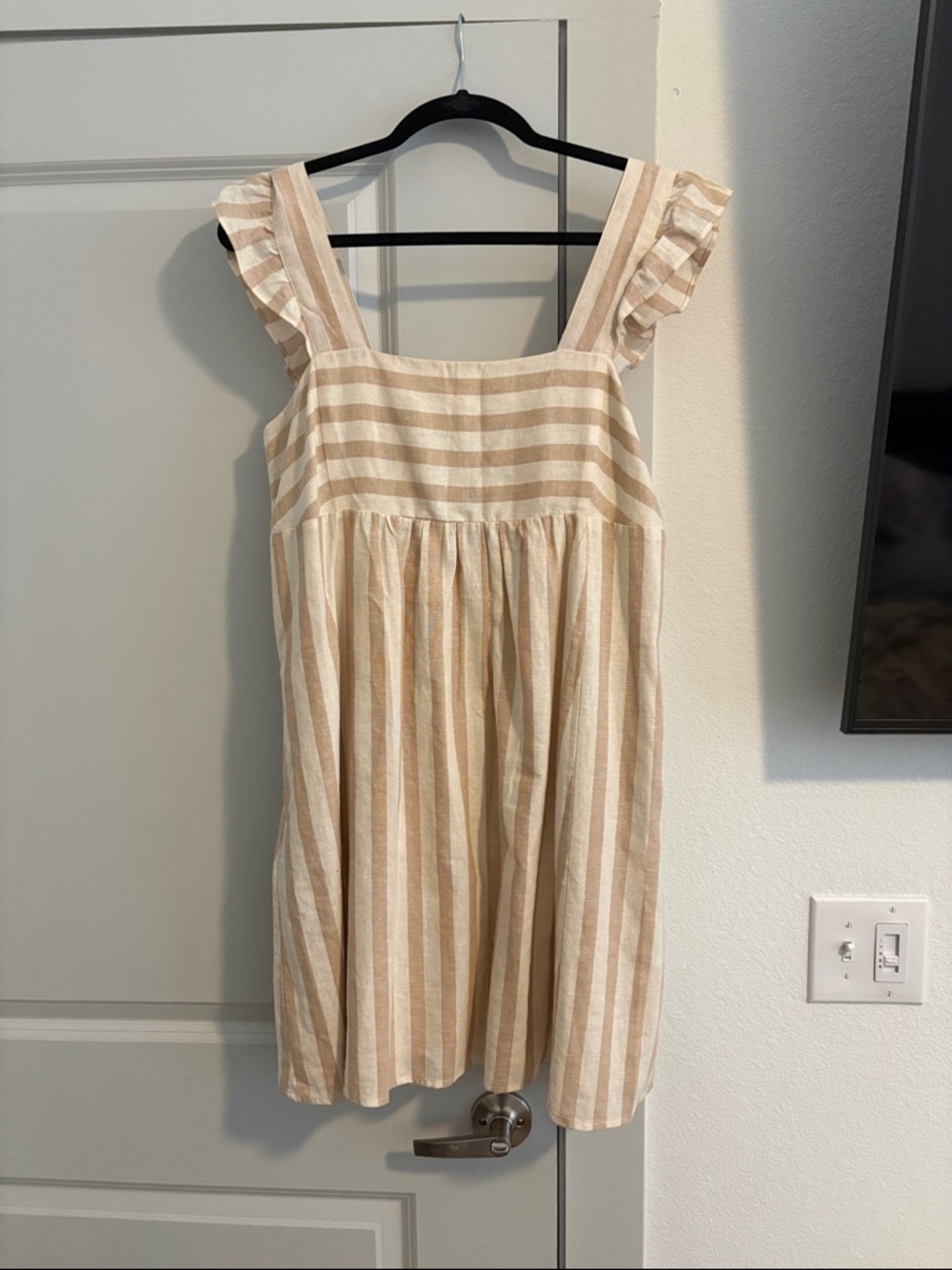 Woman’s Beige and Cream Striped Sundress